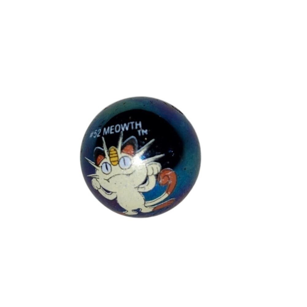 Pokemon Meowth 52 Marble First Edition Iridescent Holo Glass Vintage 2000